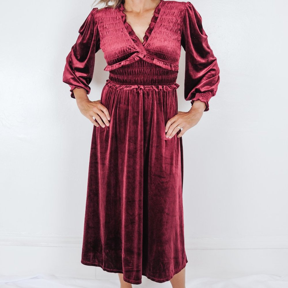 Burgundy Velvet Maxi Dress